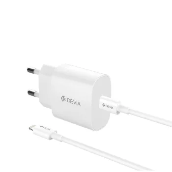   Devia hálózati töltő Rocket PD 20W 1x USB-C, fehér + kábel USB-C - Lightning