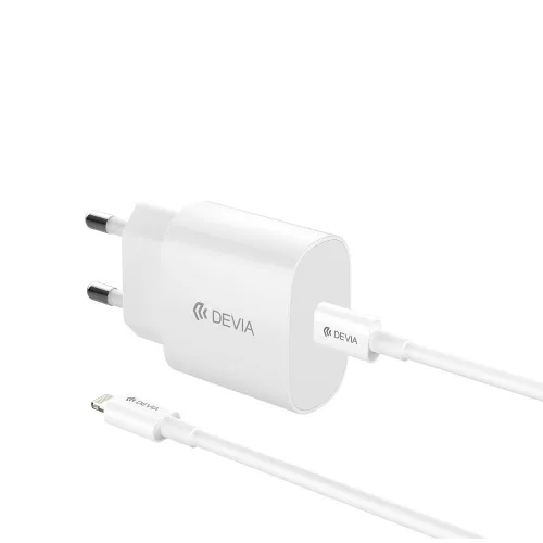 Devia hálózati töltő Rocket PD 20W 1x USB-C, fehér + kábel USB-C - Lightning