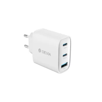   Devia hálózati töltő Extreme PD GaN 65W 2x USB-C 1x USB + USB-C - USB-C kábel, fehér