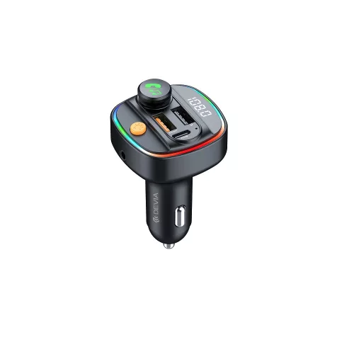 Devia transmitter FM Smart , bluetooth MP3 autós töltő PD 30W 1x USB-C 2x USB 3A, fekete