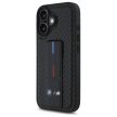 BMW case iPhone 16 6,1" BMHCP16SGSPCCK Hardcase M Grip Stand Smooth Carbon tok, fekete