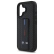 BMW case iPhone 16 6,1" BMHCP16SGSPCCK Hardcase M Grip Stand Smooth Carbon tok, fekete