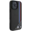 BMW case iPhone 16 6,1" BMHMP16S23PUTRK Hardcase M Meshed Tricolor Stripes MagSafe tok, fekete