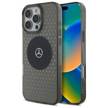   Mercedes case iPhone 16 Pro 6,3" MEHMP16L23HCPK Hardcase MB Case Star Pattern tok, fekete