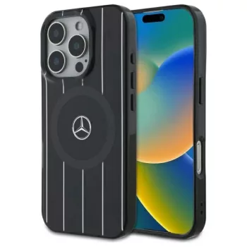   Mercedes case iPhone 16 Pro 6,3" MEHMP16L23HRSK Hardcase MB Double Layer Crossed Lines MagSafe tok, fekete