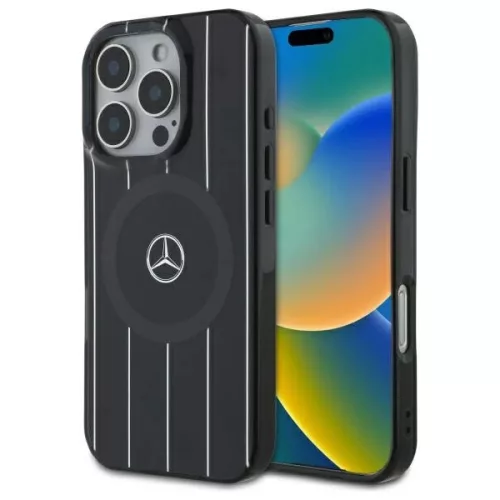 Mercedes case iPhone 16 Pro 6,3" MEHMP16L23HRSK Hardcase MB Double Layer Crossed Lines MagSafe tok, fekete