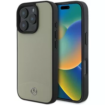   Mercedes case iPhone 16 Pro Max 6,9" MEHMP16X23RBARE Hardcase MB Textutok, piros and Plain Leather MagSafe tok, bézs