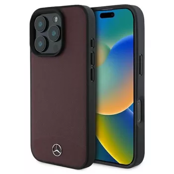   Mercedes MEHMP16X23RBARR iPhone 16 Pro Max 6.9" tok, piros hardcase Textutok, piros And Plain Leather MagSafe