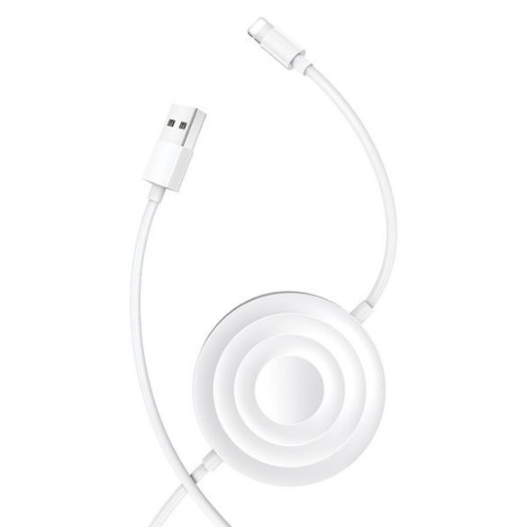 USAMS US-CC096 2in1 Wireless Qi Charger, iPhone, iWatch, AirPods vezeték nélküli töltő, lightning kábellel, fehér