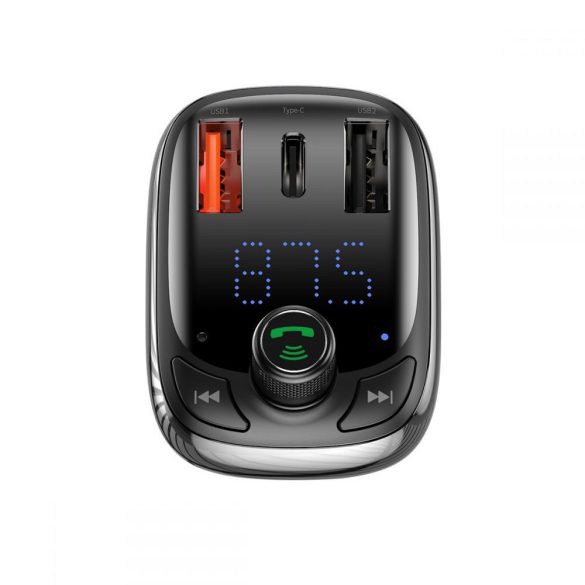 Baseus S13 univerzális autós töltő és FM transmitter, dual-usb, fekete