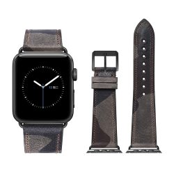 Apple Watch bőr 44mm óraszíj, szürke-kék