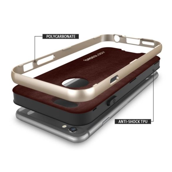 Caseology iPhone 6 Plus Bumper Frame Series bőr tok, bordó