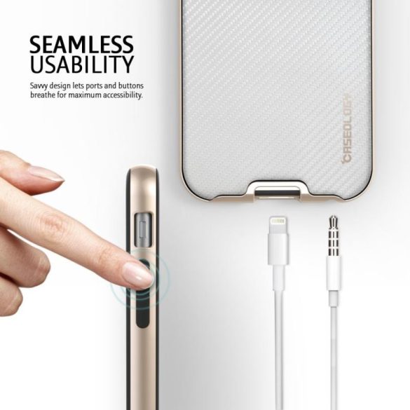 Caseology iPhone 6 Plus Bumper Frame Series Carbon, tok, arany-fehér