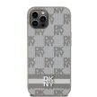 DKNY iPhone 12/12 Pro PU Leather Checkered Pattern and Stripe DKHCP12MPCPTSSE hátlap, tok, bézs