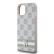 DKNY iPhone 12/12 Pro PU Leather Checkered Pattern and Stripe DKHCP12MPCPTSSE hátlap, tok, bézs