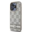 DKNY iPhone 13 Pro PU Leather Checkered Pattern and Stripe DKHCP13LPCPTSSE hátlap, tok, bézs