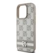 DKNY iPhone 13 Pro PU Leather Checkered Pattern and Stripe DKHCP13LPCPTSSE hátlap, tok, bézs