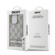 DKNY iPhone 13 Pro PU Leather Checkered Pattern and Stripe DKHCP13LPCPTSSE hátlap, tok, bézs