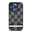 DKNY iPhone 13 Pro PU Leather Checkered Pattern and Stripe DKHCP13LPCPTSSK hátlap, tok, fekete