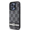 DKNY iPhone 13 Pro PU Leather Checkered Pattern and Stripe DKHCP13LPCPTSSK hátlap, tok, fekete