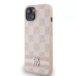 DKNY iPhone 13 PU Leather Checkered Pattern and Stripe DKHCP13MPCPTSSP hátlap, tok, rózsaszín