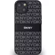 DKNY PU Leather Repeat Pattern Tonal Stripe Apple iPhone 14 hátlap tok, fekete