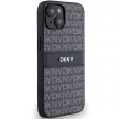 DKNY PU Leather Repeat Pattern Tonal Stripe Apple iPhone 14 hátlap tok, fekete