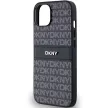 DKNY PU Leather Repeat Pattern Tonal Stripe Apple iPhone 14 hátlap tok, fekete