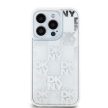 DKNY case for IPHONE 15 Pro hátlap, tok DKHCP15LLCPEPT Liquid Glitters W/Checkered Pattern, fehér