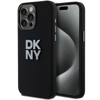   DKNY Liquid Silicone Metal Logo Apple iPhone 15 Pro hátlap tok, fekete