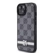 DKNY DKHCP15MPCPTSSK iPhone 15 Plus/14 Plus 6.7" hátlap, tok Leather Checkered Mono Pattern & Printed Stripes, fekete