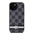 DKNY DKHCP15MPCPTSSK iPhone 15 Plus/14 Plus 6.7" hátlap, tok Leather Checkered Mono Pattern & Printed Stripes, fekete