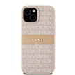 DKNY DKHCP15MPRTHSLP iPhone 15 Plus/14 Plus 6.7" hátlap, tok Leather Mono Stripe & Metal Logo, rózsaszín
