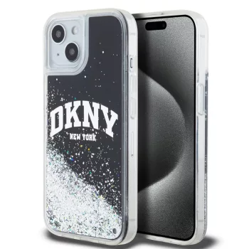   DKNY iPhone 15 Liquid Glitter Arch Logo DKHCP15SLBNAEK hátlap, tok, fekete