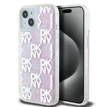   DKNY iPhone 15 DKHCP15SLCPEPP hátlap, tok Liquid Glitters W/Checkered Pattern, rózsaszín
