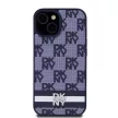 DKNY iPhone 15 PU Leather Checkered Pattern and Stripe DKHCP15SPCPTSSB hátlap, tok, sötétkék