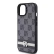 DKNY DKHCP15SPCPTSSK iPhone 15/14/13 6.1" hátlap, tok Leather Checkered Mono Pattern & Printed Stripes, fekete