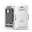 DKNY DKHCP15SPCPTSSK iPhone 15/14/13 6.1" hátlap, tok Leather Checkered Mono Pattern & Printed Stripes, fekete