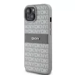 DKNY DKHCP15SPRTHSLE iPhone 15/14/13 6.1" hátlap, tok Leather Mono Stripe & Metal Logo, bézs