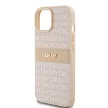DKNY DKHCP15SPRTHSLP iPhone 15/14/13 6.1" hátlap, tok Leather Mono Stripe & Metal Logo, rózsaszín