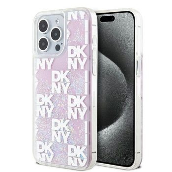   DKNY iPhone 15 Pro Max DKHCP15XLCPEPP hátlap, tok Liquid Glitters W/Checkered Pattern, rózsaszín