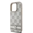 DKNY iPhone 15 Pro Max PU Leather Checkered Pattern and Stripe DKHCP15XPCPTSSE hátlap, tok, bézs