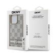 DKNY iPhone 15 Pro Max PU Leather Checkered Pattern and Stripe DKHCP15XPCPTSSE hátlap, tok, bézs