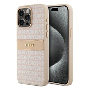  DKNY DKHCP15XPRTHSLP iPhone 15 Pro Max 6.7" hátlap, tok Leather Mono Stripe & Metal Logo, rózsaszín