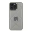 DKNY iPhone 16 Pro PU Leather Quilted Stack Logo Case DKHCP16LPQDSLG hátlap, tok, szürke