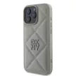 DKNY iPhone 16 Pro Max PU Leather Quilted Stack Logo Case DKHCP16XPQDSLG hátlap, tok, szürke