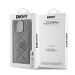 DKNY iPhone 16 Pro Max PU Leather Quilted Stack Logo Case DKHCP16XPQDSLG hátlap, tok, szürke