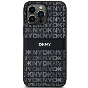   DKNY DKHCS24MPRTHSLK S24 Plus hátlap, tok Leather Mono Stripe & Metal Logo, fekete