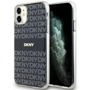   DKNY case for IPHONE 11 Magsafe hátlap, tok DKHMN61HRHSEK Repeat Texture Pattern W/ Stripe, fekete