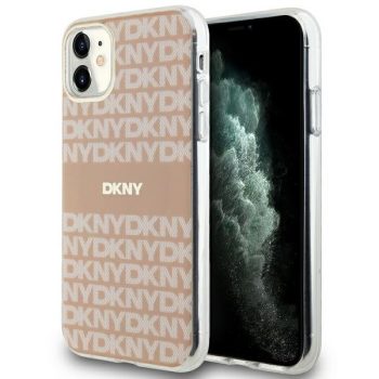   DKNY case for IPHONE 11 Magsafe hátlap, tok DKHMN61HRHSEP Repeat Texture Pattern W/ Stripe, rózsaszín